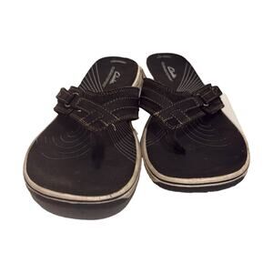 Cloudsteppers by Clarks Womens BrinKley Flora H Black Thong Sandals 7.5